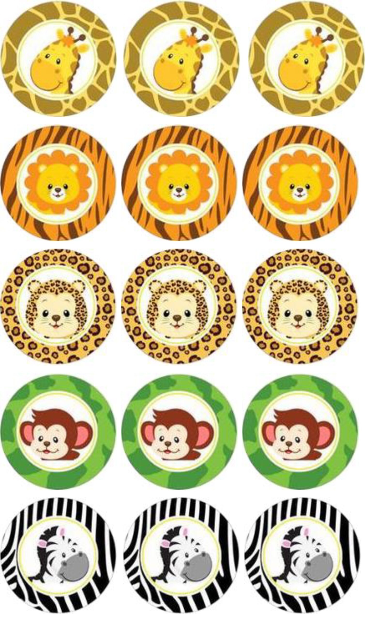 animaux de la savane disques cupcake