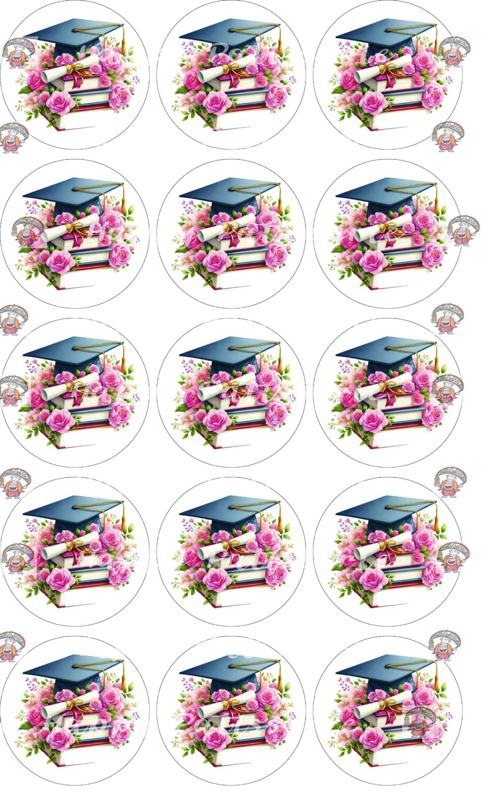 diplôme fleuris disque cupcake