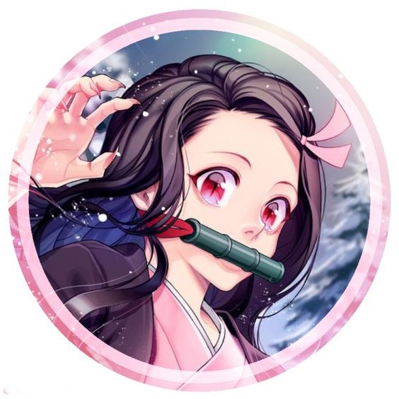 demonendoder: Nezuko roze omtrek - rond 20 cm